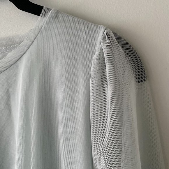 DKNY Pale Blue Mesh Long Sleeve Shirt (Medium) - Picture 3 of 8